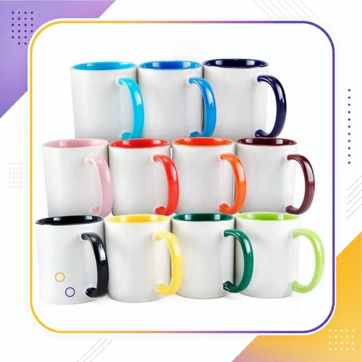 Caneca Interior e alça colorida cerâmica 325ml