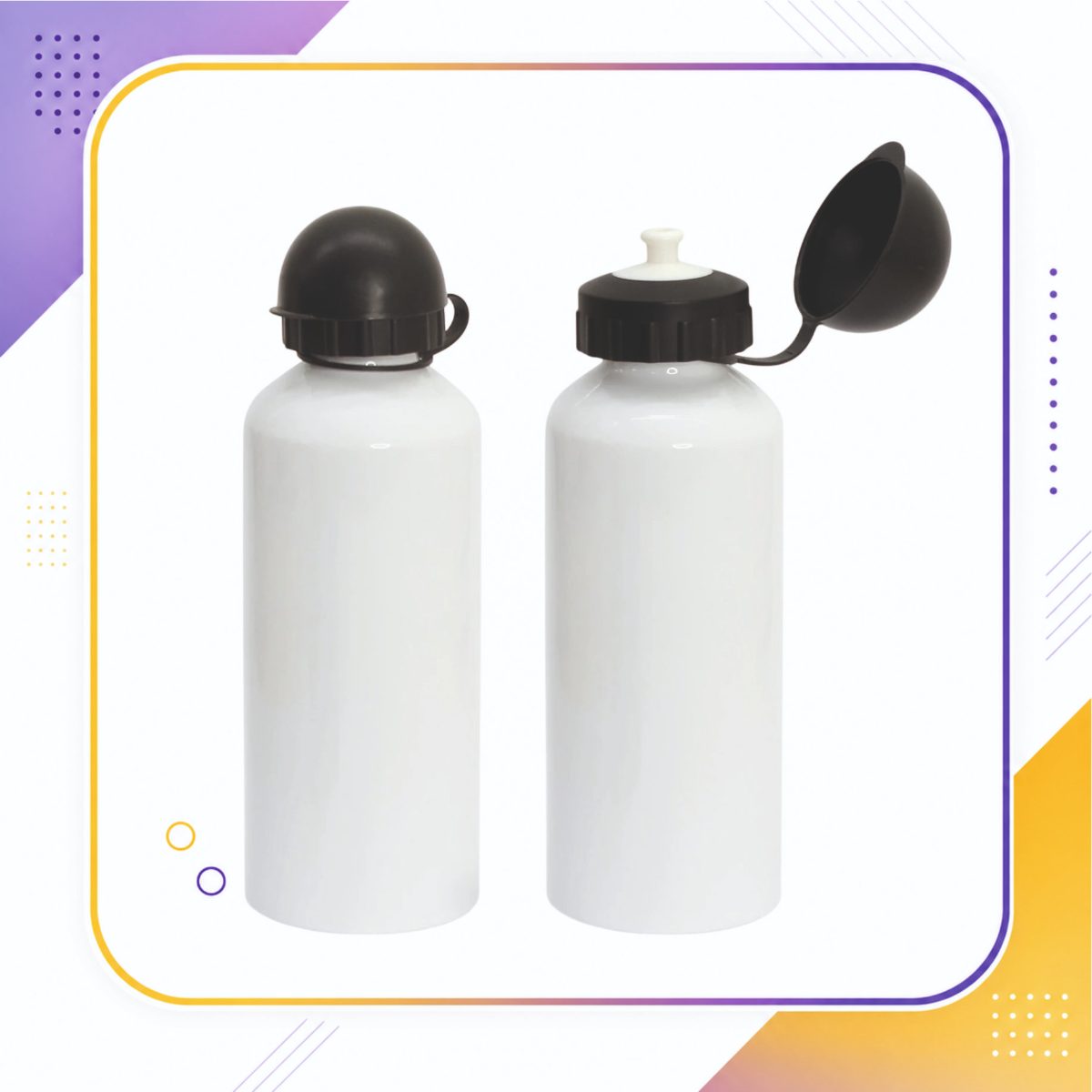 Squeeze de Alumínio Branco Tampa Bolinha Personalizada - 600ml